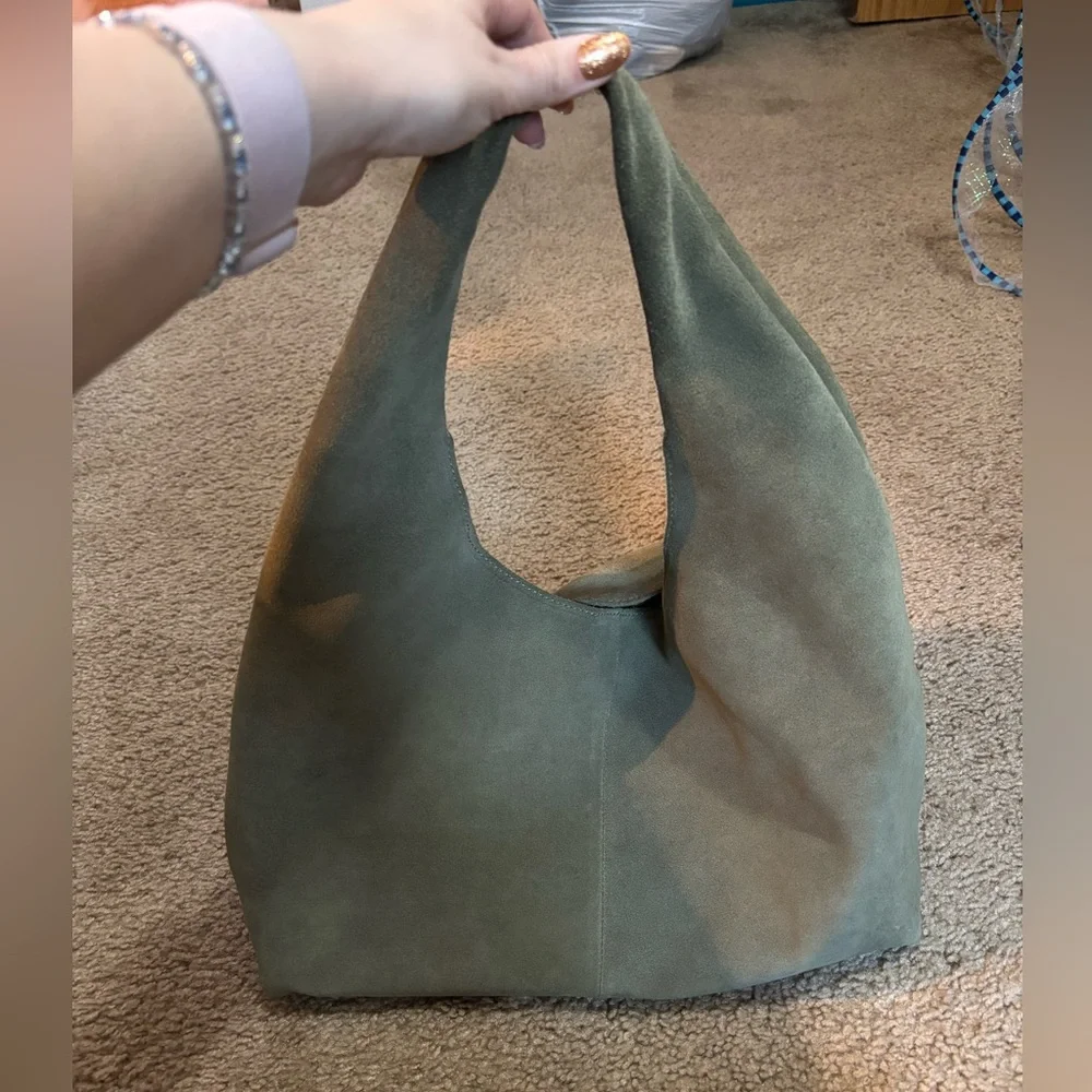 Genuine Leather Green Hobo Shoulder Bag - Picture 1 of 7